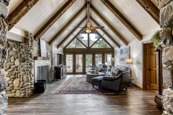 The living room of a luxury estate.