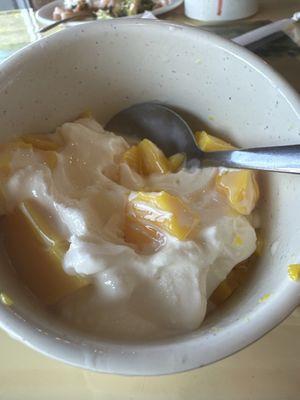 It has ice cream with mango Jello