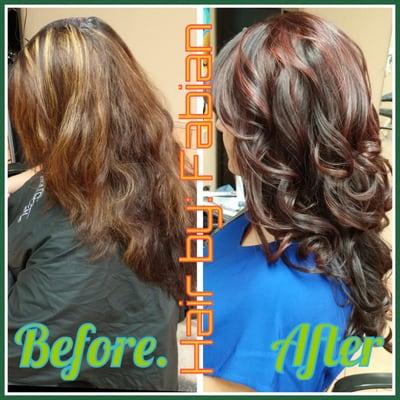 Red highlights with a chocolate base by: Fabian