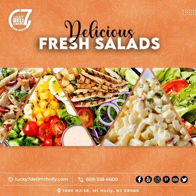 Lucky 7 Fresh Salads.
 Order now:- https://lucky7delimtholly.com/menu
 .
 .
 #fresh #salad #veggieburger #burgers #chesse #steak