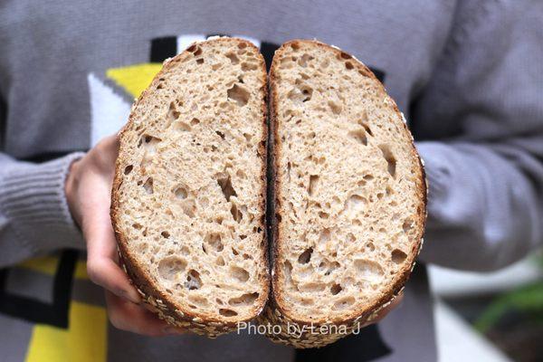 Inside of Toasted Oat Porridge Loaf ($8) - relatively moist and soft bread, but drier and less tender than expected