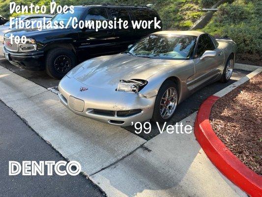 Repeat customer. Poor Vette has a black eye. Composite is no problem for us at Dentco