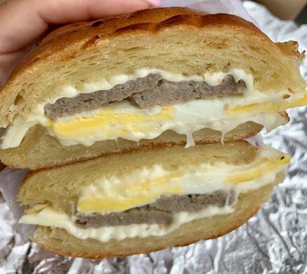 Croissant with turkey sausage, Egg and Cheese