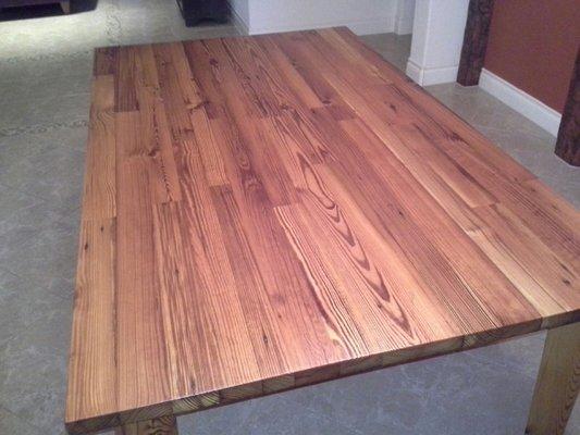 long leaf pine table from reclaimed lumber