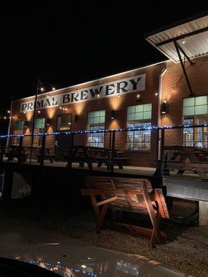 Outside deck of brewery.