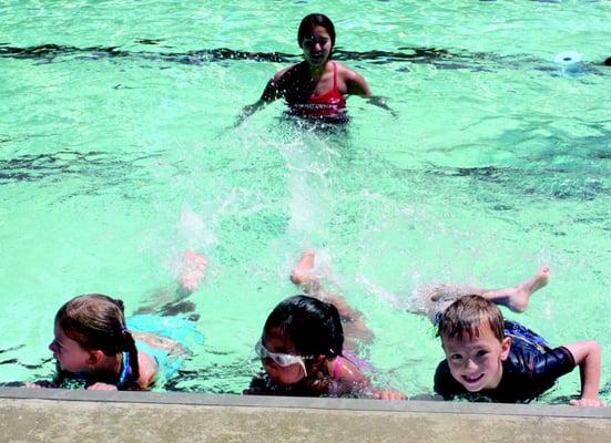 Outdoor Swim lessons at Deerspring pool.