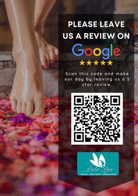 Scan the QR code leave your 5 stars