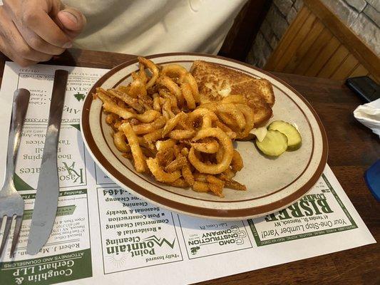 Grilled Cheese with Tomato and Curly Fries