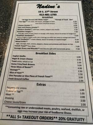 Breakfast Menu