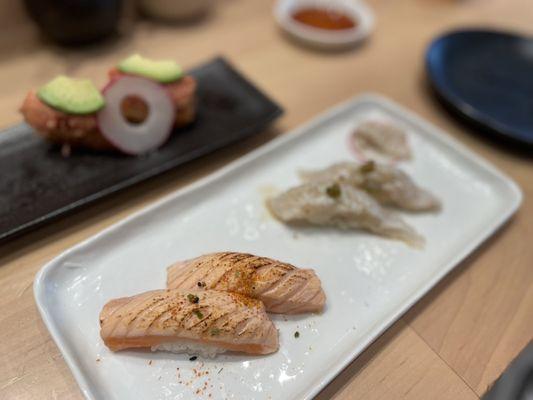 Seared salmon with truffle oil