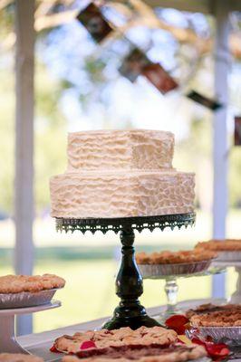 Our simply adorned but delicious wedding cake.