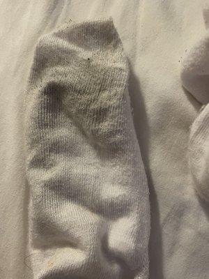 My sock I just bought, was pristine white