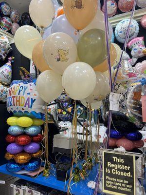 Balloon bouquets with weights (we purchased the weights here, too!)