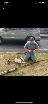 Putting the finishing touches before we drop it back in on a new well pump.