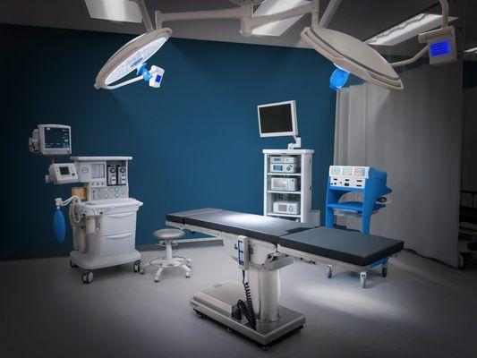 New and Certified Refurbished Operating Room Equipment staged in Avante's Louisville, KY show room.