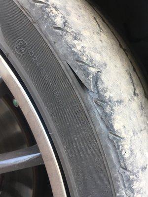 The cut in the tire they replaced