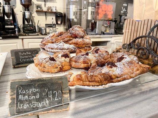 Nutella Banana croissant and raspberry almond