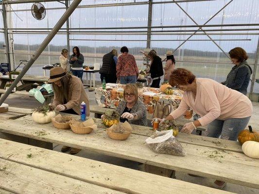 Instructed class in the greenhouse