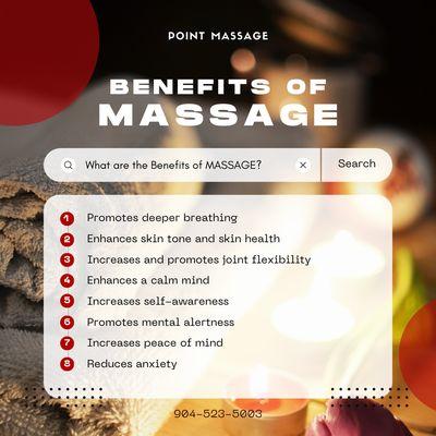 Point Massage
 7860 Gate Pkwy Ste 118, Jacksonville, FL 32256
 Call us at 904-523-5003