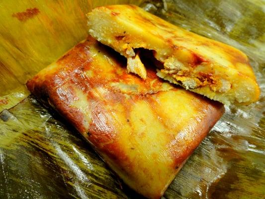 Chicken Tamales in banana leaf