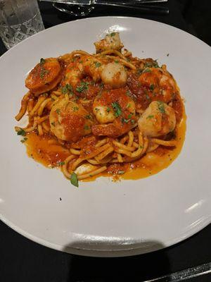 Pasta with shrimp scallops