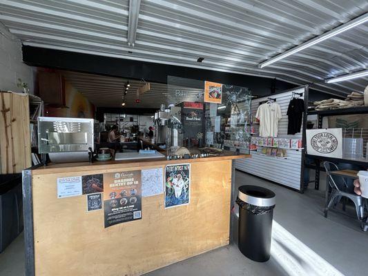 Inside, coffee counter