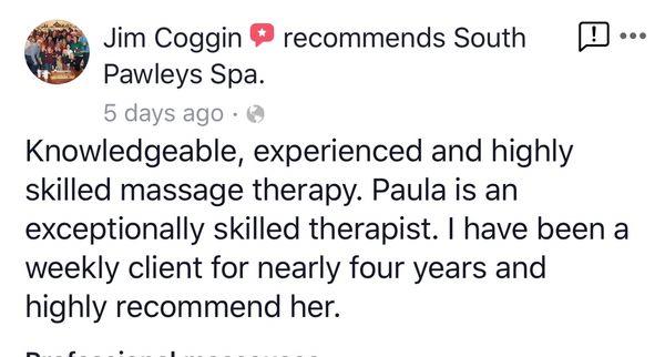 Another great client that uses massage therapy as preventative health care. 
Thank you, Paula Effler, lmt (15yrs experience)