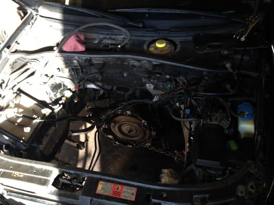 engine replacement on AWD Audi removed 