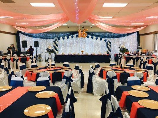 They transformed this hall into such an elegant 16th birthday party!  Would highly recommend!