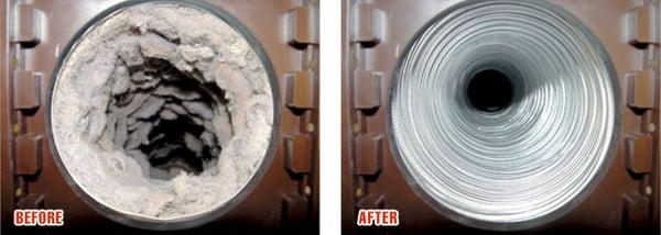 Dryer Vent Cleaning, Before and After