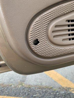 Broken door panel mount