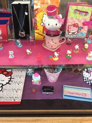 Display case in the front with Hello Kitty stuff!