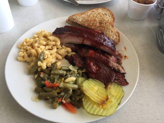 Ribs and brisket dinner combo