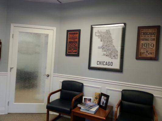 Our waiting room! Can you tell Dr is a bears fan?!?