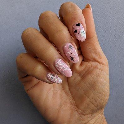 Pink Halloween nails