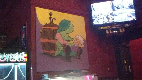 Elmer Sudds painting inside the bar.