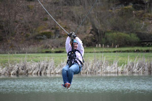 Penny zipping across the water!