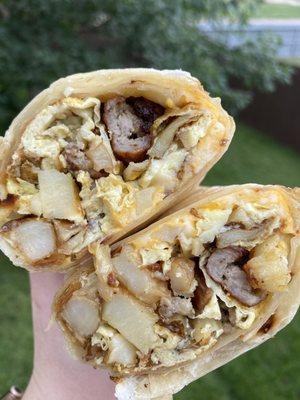 Sausage breakfast burrito