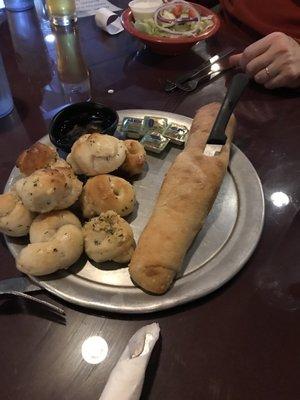 Garlic knots and bread pre dinner