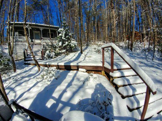 Cabin #5 before the snow shovels attacked.