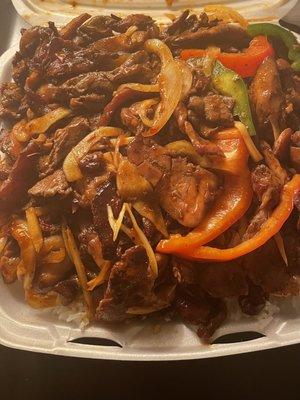 Teriyaki Beef & Chicken (probably weighed about 5lbs!)