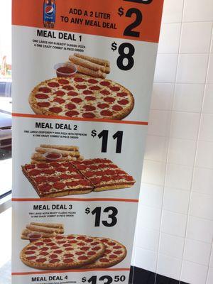 The cheese pizza is 5.00 but it's not pictured here.