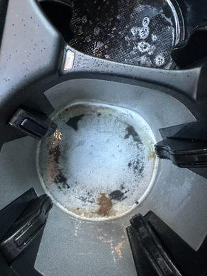 Chocolate in cup holder before I spray an clean it myself