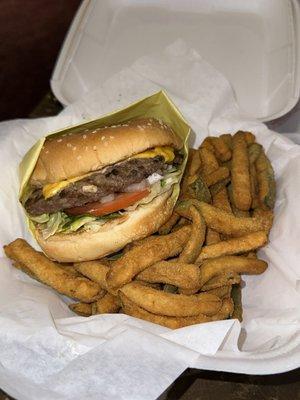 Cheeseburger combo with zucchini fries