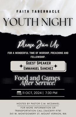 Having a Youth Service!! October 11, 2024