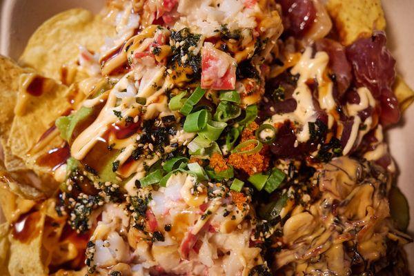 Poke nachos add smoked tako limu poke