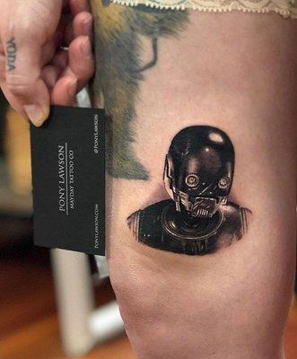 K2SO Micro Portrait Tattoo by Pony Lawson