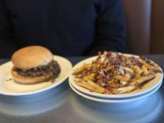 P and B Burger and the Bacon cheese fries