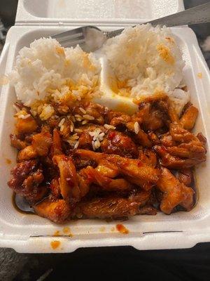 Spicy chicken teriyaki - do you see all that sauce!! Mmm