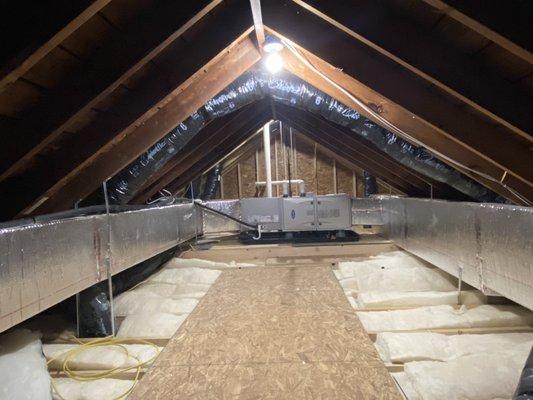 Installation of a new duct work at the attic